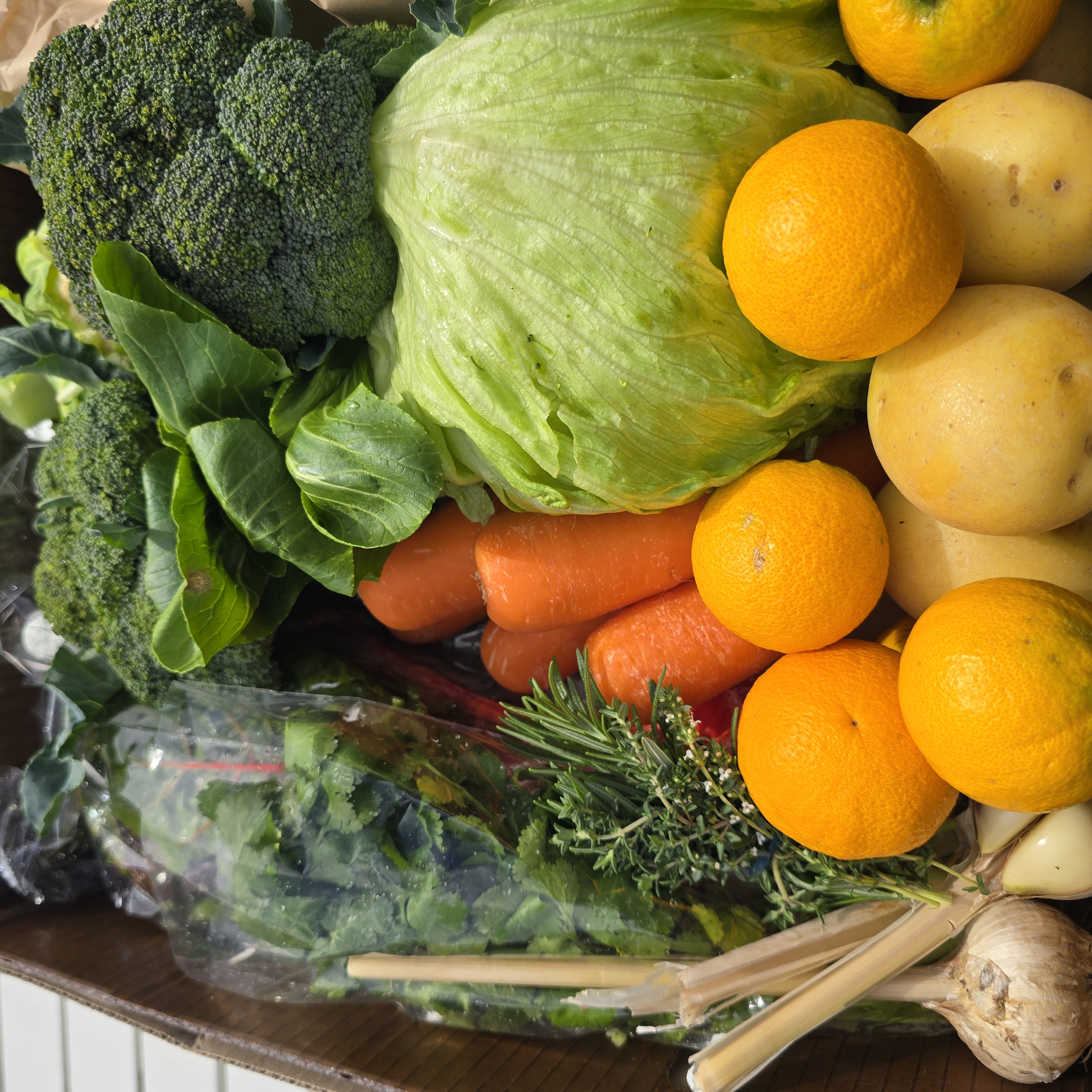 A box of fresh produce